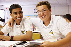 Picture of a person with his arm over another person